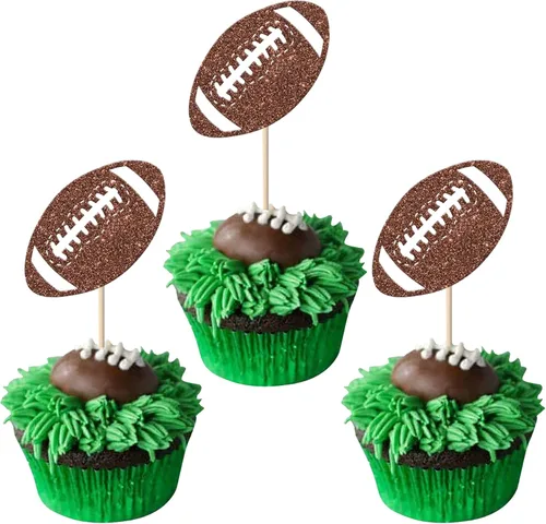 Vista 10 de Rsstarxi 1 paquete de decoración de pastel de fútbol americano de feliz cumpleaños, decoración de pastel de fútbol americano para amantes