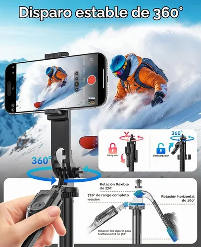 Vista 2 de ORICO Trípode de teléfono de 69 pulgadas, trípode para selfie stick para iPhone con control remoto inalámbrico, soporte giratorio de 360°