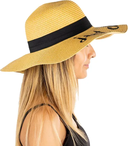 Vista 8 de Funky Junque Women's Sun Hat Embroidered Sayings