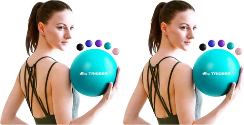 Vista 17 de Trideer Pelota de pilates de 9 pulgadas con pajita de inflado Azul bebé