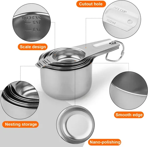 Vista 3 de Juego de tazas y cucharas medidoras perfecto para ingredientes secos y líquidos, 13 piezas