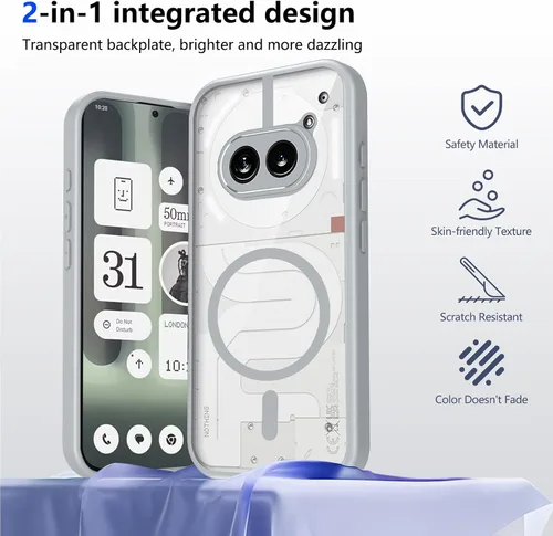 Vista 431 de Funda magnética transparente compatible con Xiaomi 17T, color negro 2 en 1 PC + TPU cubierta de teléfono a prueba de golpes, carcasa protectora