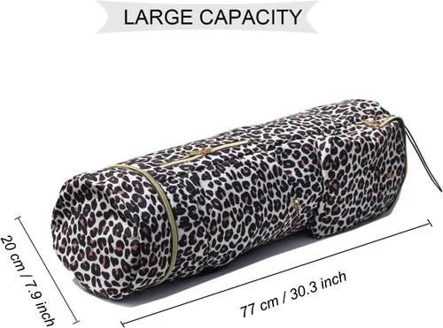 Vista 3 de ESVAN Bolsa para esterilla de yoga con múltiples bolsillos. Bolsa de transporte con cordón para esterilla de yoga, Pilates, ejercicio. Bolsa