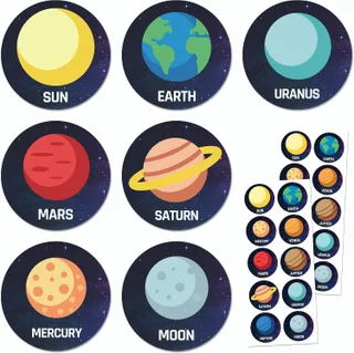 Calcomanías del sistema solar planeta para niños, 1.5 pulgadas - 20 hojas, 200 calcomanías
