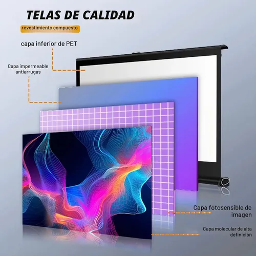 Vista 4 de Pantalla de proyector de 50 pulgadas, pantalla de proyector 16:9, soporte de trípode retráctil para sala de reuniones de cine en casa, escuela