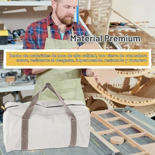 Vista 3 de Bolsa de herramientas de boca ancha, bolsa de herramientas grande de 20 pulgadas, bolsa de almacenamiento de herramientas resistente con suave