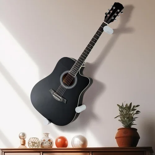Vista 9 de Perchas de guitarra acústicas horizontales para montaje en pared de madera (negro)