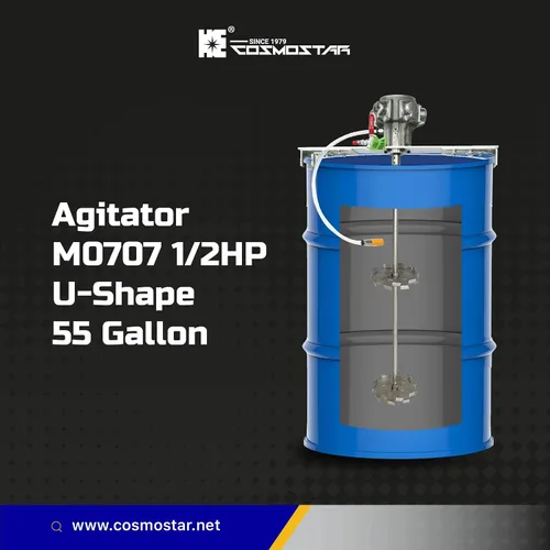 Vista 2 de COSMOSTAR - Mezclador de pintura de tambor ajustable con agitador neumático de 55 galones de 1/2 HP de 55 galones Mezclador de soporte neumático