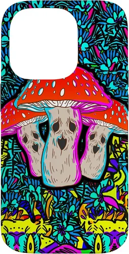 Vista 17 de Funda de regalo con ácido de seta, diseño psicodélico de cara aterradora con hongos mágicos para iPhone 17