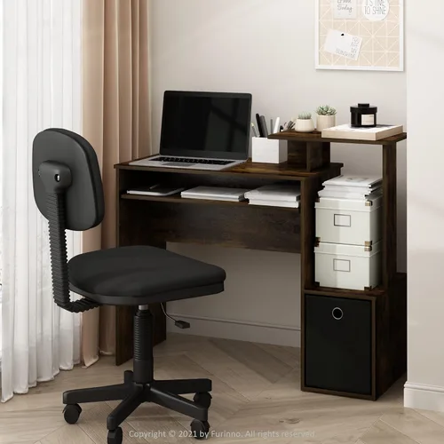 Vista 2 de Furinno Econ Escritorio para Ordenador de Oficina, Pino Ámbar/Negro