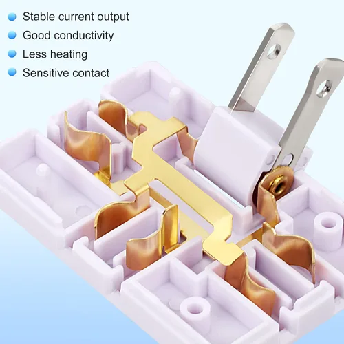 Vista 10 de Paquete de 3 extensores de toma de corriente de pared plana de CA, adaptador de enchufe plano, adaptador de pared plegable de 3 vías, enchufe Blanco
