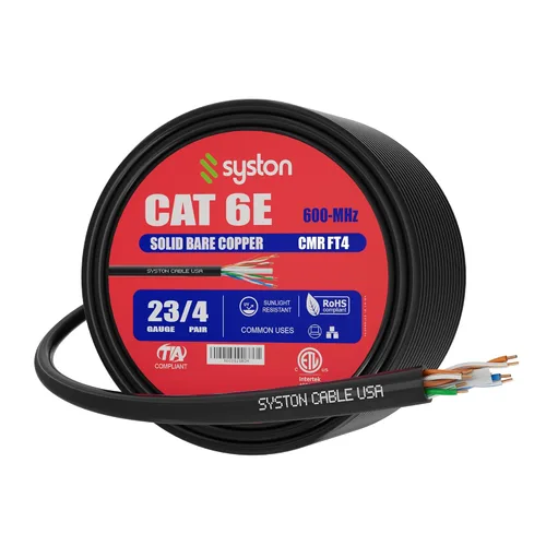 Vista 53 de Cable de Internet Ethernet Cat6e – 10 pies, 600 MHz 23AWG de alambre de cobre sólido desnudo apto para exteriores/interiores, sin extremos de 10