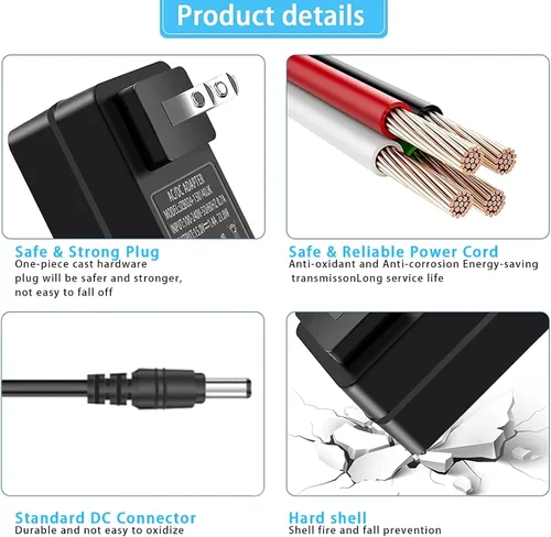 Vista 5 de Adaptador de corriente de repuesto de 21 W, cargador de Echo Enchufe de CC de 0.138 x 0.053 in compatible con Echo de 1ª y 2ª generación, cámara