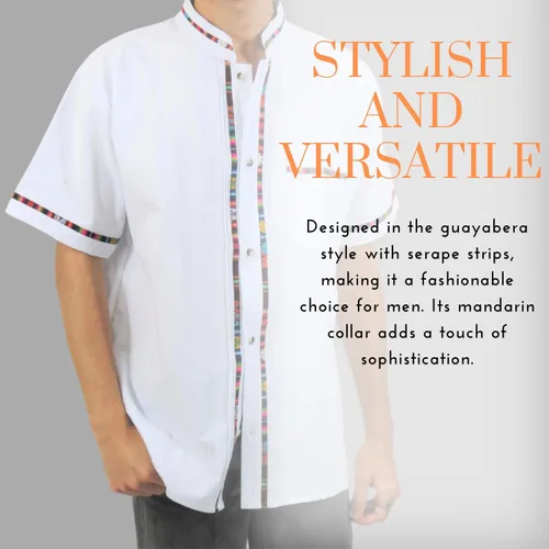 Vista 3 de Camisa tradicional mexicana Toluca para hombre, estilo guayabera, camisas para hombre, para verano, casual, cultural y boda
