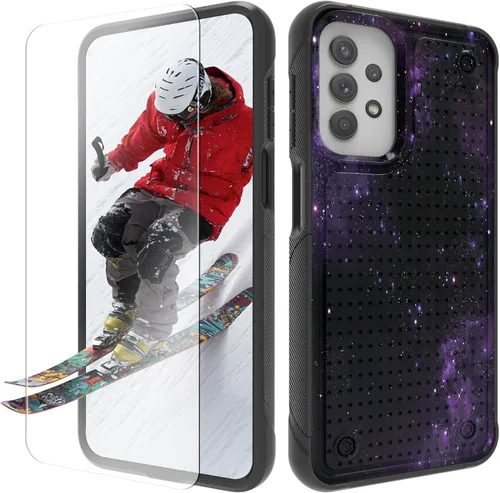 Vista 20 de Funda para Samsung Galaxy A13/A04/A04S/A23/A32 5G con protector de pantalla, parte trasera texturizada de policarbonato duro, diseño de flores