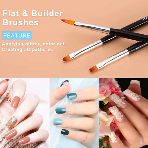 Vista 4 de TEOYALL Pinceles para arte de uñas - Gel constructor, herramientas de punteado, delineador fino