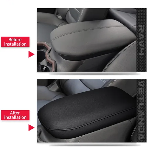 Vista 5 de AOMSAZTO Fundas de consola para Toyota RAV4 2019-2026, funda de cuero negro