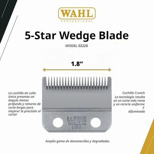 Vista 2 de Wahl - Cuchilla de cuña profesional, repuesto de acero inoxidable, modelo 2228 Fits 5 Star Legend Clippers, Blade Slide Design Widens the Cut