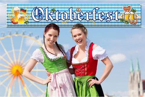 Vista 4 de Bandera del Oktoberfest, decoración bávara azul y blanca del Oktoberfest, 19.7*118.1 in, 1pc con cuerda de 19.7 ft