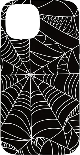 Vista 4 de iPhone 12/12 Pro blanco y negro araña web Único estuche de Halloween de Artsy moderno