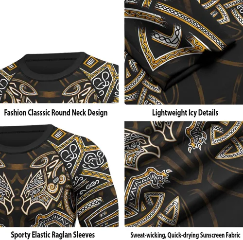 Vista 5 de Camiseta de compresión Viking de manga larga para capa base, ajuste de rendimiento, MMA BJJ, tela elástica