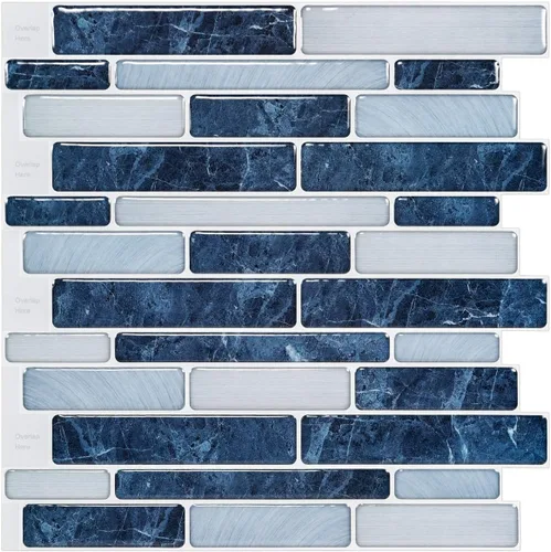 Vista 11 de LONGKING Loseta en muro adhesiva para cocina con diseño de mármol (10 azulejos)