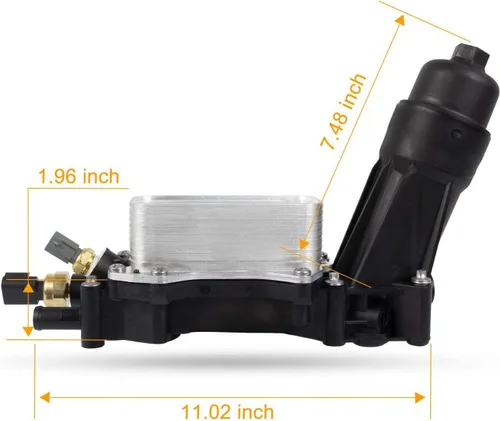 Vista 6 de Adaptador de carcasa de filtro de enfriador de aceite de motor compatible con Jeep Wrangler Dodge Charger Chrysler Town&Country de 3.6L 2014-2017