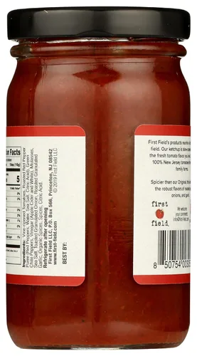 Vista 4 de First Field Tomate asado Ketchup 100% Jersey Fresh Tomatoes por la NJDA Sin Gluten 8.5 oz