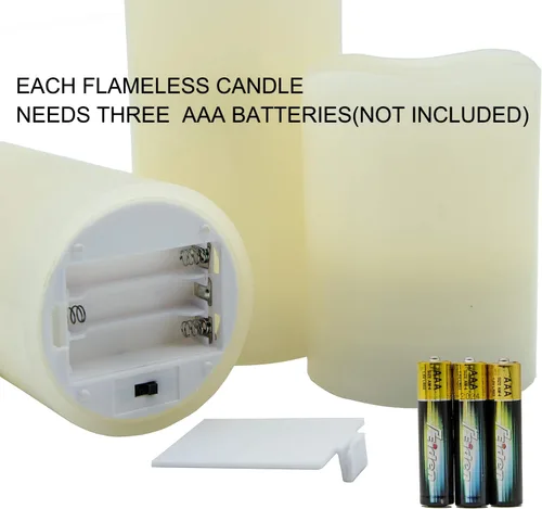 Vista 5 de YAKii Paquete de 3 velas sin llama que cambian de color, cera real para exteriores con temporizador, velas LED con control remoto