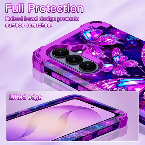 Vista 5 de LONTECT Funda para Galaxy S26 5G a prueba de golpes, 3 en 1, resistente y resistente, policarbonato duro+híbrida suave resistente de alto impacto