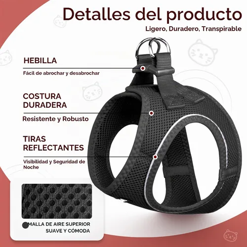 Vista 2 de Twoear Juego de arnés y correa para gatos, arnés extra pequeño para gatitos Negro