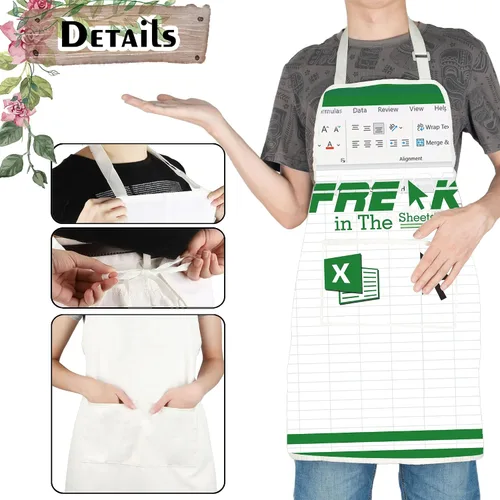 Vista 5 de TOBGBE Hoja de cálculo de Excel Regalos F In The Sheets Delantal Archivo Datos Carácter Babero Divertido Analista de Datos CPA Contador Jefe Regalos