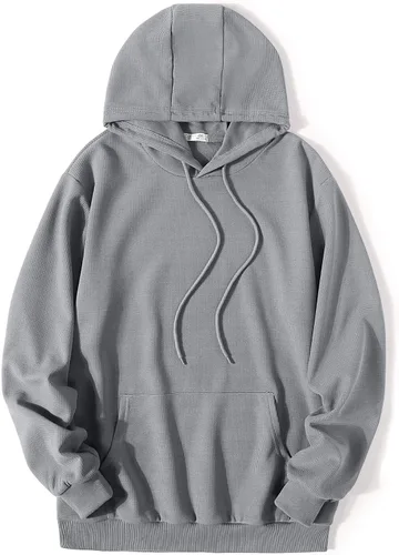 Vista 8 de COOFANDY Sudadera con capucha para hombre, manga larga, casual, con bolsillo, de punto gofre