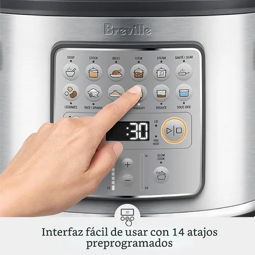 Vista 4 de Breville Fast Slow Go Olla de Presión Lenta BPR680BSS, Acero Inoxidable Cepillado
