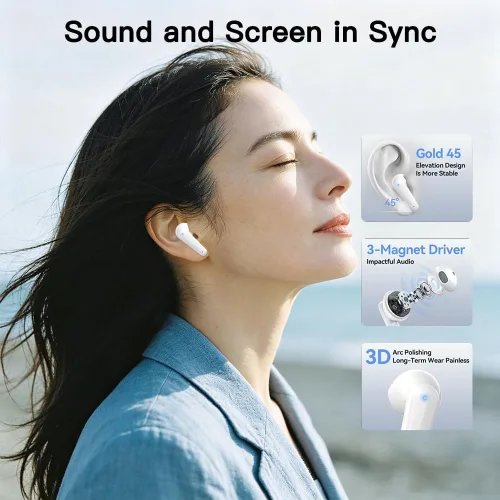 Vista 3 de AI Translation Earbuds Real Time Bluetooth Earphones for Overseas Study White