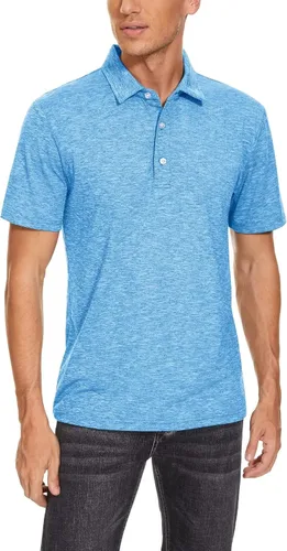 Vista 2 de MAGCOMSEN Polo de manga corta para hombre, camisas de golf para hombre, 3 botones, absorbe la humedad, camiseta atlética casual con cuello