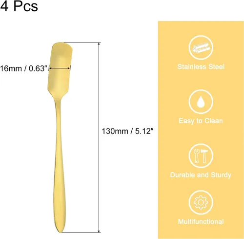 Vista 2 de uxcell 4 mini cucharas de café expreso de acero inoxidable de 5 pulgadas, cucharas de postre, cucharas de té helado para café, helado, té, azúcar