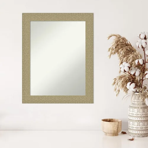 Vista 5 de Amanti Art Espejo de pared dorado de 28 x 22 pulgadas, espejo de baño rectangular dorado para decoración de pared de sala de estar, marco casual