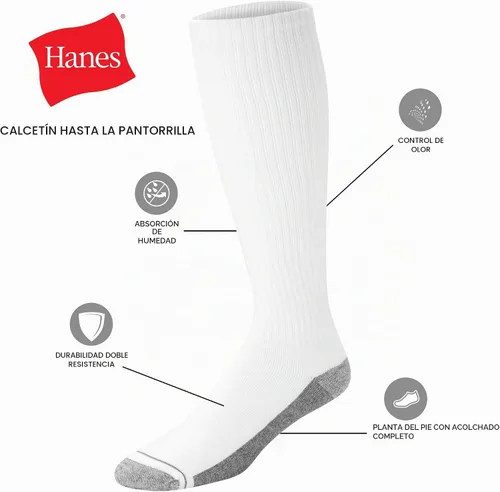 Vista 2 de Hanes Paquete de calcetines para hombre, calcetines deportivos acolchados que absorben la humedad, calcetines atléticos, 6, 8 o 12 pares Negro