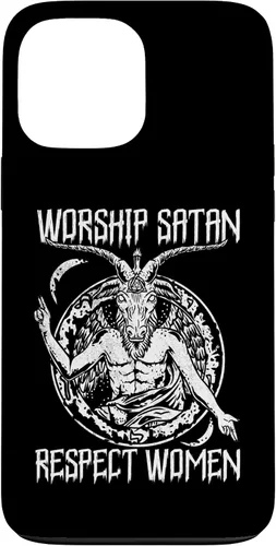 Vista 24 de Worship Satan Respect Women I Satanic Goat Head Case for iPhone 16