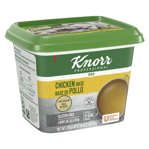 Vista 4 de Knorr Professional 095 Base de caldo de pollo baja en sodio, sin gluten, sin MSG añadido, 0.00 oz de grasa trans, 1 libra, paquete de 12