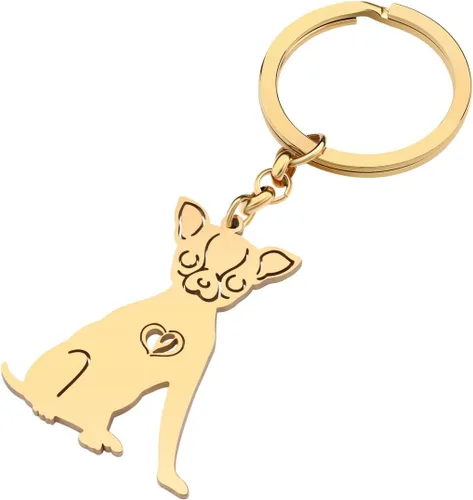Vista 2 de LONYOO Lindo llavero de acero inoxidable para perros, mascotas, regalos para amantes de los perros, mujeres y niñas, llavero para cachorros, llavero