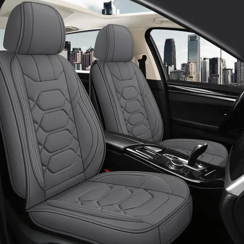 Vista 11 de Pariitadin Fundas de Cuero para Asientos de Automóvil Par Delantero, Impermeables, Transpirables, de Piel Sintética, Fundas de Asiento para B-Negro