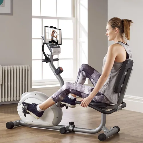Vista 6 de Mippko Soporte para tableta para cinta de correr/elíptica/bicicleta giratoria/pelotón/ciclo interior, brazo de cuello de cisne, soporte