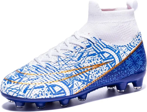 Vista 2 de Boys Girls Soccer Cleats Indoor Soccer Shoes High Top Training Youth Football Cleats Outdoor Soccer Shoes