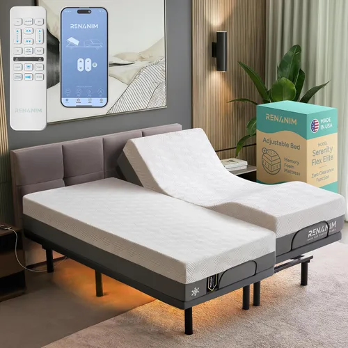Vista 12 de SFE - Base de cama ajustable y colchón individual XL, espuma viscoelástica de gel de 14 pulgadas, cero holgura, masaje eléctrico, control remoto