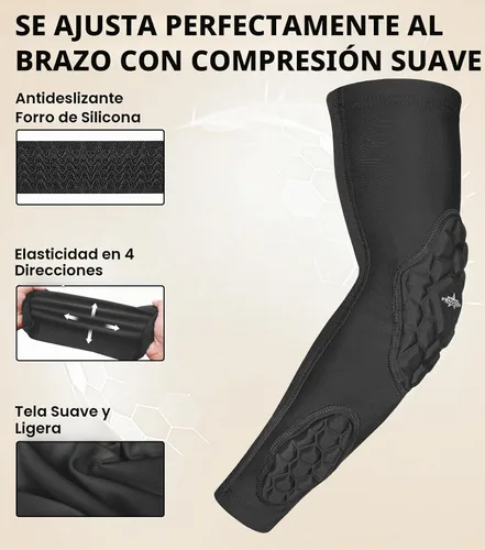 Vista 2 de Mangas acolchadas de fútbol para jóvenes y adultos, protección del Negro