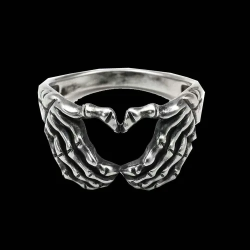 Vista 7 de Anillo de corazón retro personalizado para hombres, mujeres, niñas, niños, gótico a juego para parejas, nudillos, cola de nudillos, anillos de dedo