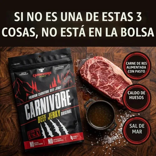 Vista 3 de Carnívoro electrolitos carne seca de res, 4 onzas