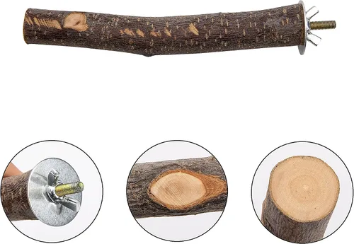 Vista 3 de EBaokuup 5 perchas para pájaros de madera natural para loro, soporte de madera para loros, ramas, jaula, accesorios para pájaros pequeños